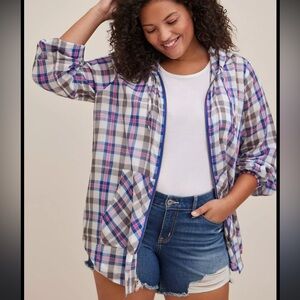 Torrid Plaid Hooded Jacket NWOT